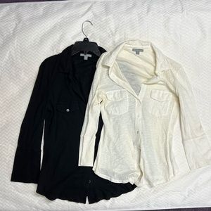 James Perse white collar blouse size 2